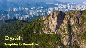  Presentation with hong kong - Colorful PPT layouts enhanced with hong kong lion rock mountain backdrop and a tawny brown colored foreground