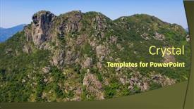  Presentation with blue mountain - PPT layouts having hong-kong-lion-rock-mountain background and a tawny brown colored foreground