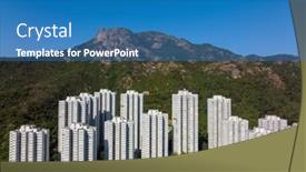  Presentation with hong kong - Slides consisting of hong-kong-lion-rock-mountain background and a teal colored foreground