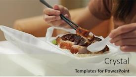  Presentation with barbecue - PPT theme enhanced with hong-kong-local-barbecue-pork background and a soft green colored foreground