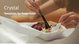  Presentation with barbecue - Colorful slide set enhanced with hong-kong-local-barbecue-pork backdrop and a coral colored foreground