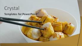  Presentation with hong kong - Beautiful presentation design featuring hong-kong-local-food-siu backdrop and a light gray colored foreground