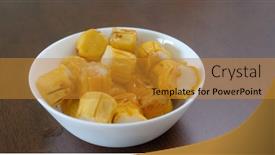  Presentation with snack food - Amazing slide deck having hong-kong-local-snack-food backdrop and a gold colored foreground