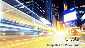  Presentation with traffic light - Cool new presentation design with hong kong modern city high backdrop and a blonde colored foreground