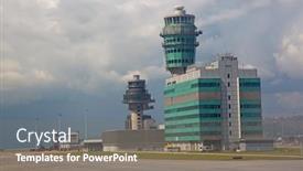  Presentation with airport port - Cool new slides with hong-kong-october-02-planes backdrop and a gray colored foreground