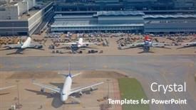  Presentation with airport port - Beautiful theme featuring hong-kong-october-02-planes backdrop and a gray colored foreground