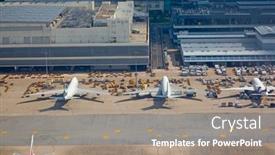  Presentation with airport port - Theme enhanced with hong-kong-october-02-planes background and a gray colored foreground