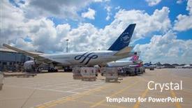  Presentation with airport port - Amazing slide deck having hong-kong-october-02-planes backdrop and a coral colored foreground