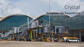  Presentation with airport port - Cool new slides with hong-kong-october-02-planes backdrop and a light blue colored foreground