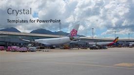  Presentation with airport port - Cool new theme with hong-kong-october-02-planes backdrop and a light blue colored foreground