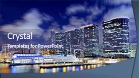  Presentation with office buildings - Slide deck having hong-kong-office-buildings background and a ocean colored foreground
