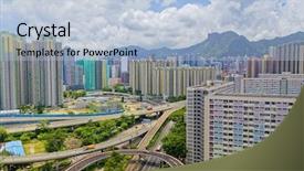  Presentation with public - Amazing presentation theme having hong kong public estate buildings with landmark lion rock backdrop and a light blue colored foreground