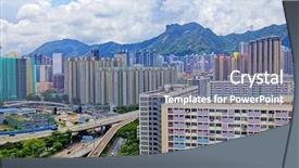  Presentation with public - PPT theme consisting of hong kong public estate buildings with landmark lion rock background and a ocean colored foreground