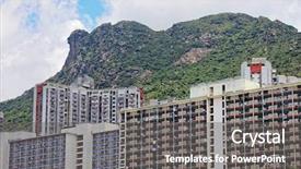  Presentation with public - PPT layouts consisting of hong kong public estate with landmark lion rock background and a gray colored foreground