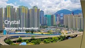  Presentation with hong kong - PPT theme with hong kong public estate background and a gray colored foreground