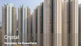  Presentation with housing - Slide set consisting of hong kong public housing building background and a gray colored foreground