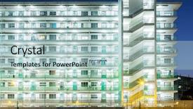  Presentation with housing - Amazing PPT layouts having hong kong public housing backdrop and a light blue colored foreground