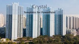  Presentation with hong kong - Amazing presentation design having hong-kong-real-estate backdrop and a light blue colored foreground