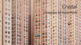  Presentation with residential - Presentation theme having hong kong residential building background and a coral colored foreground