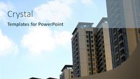  Presentation with hong kong - Presentation design consisting of hong-kong-residential-building background and a sky blue colored foreground