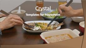  Presentation with dinner - PPT theme consisting of hong kong restaurants - couple have dinner together background and a violet colored foreground