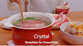  Presentation with eat - Slides enhanced with hong kong restaurants - eat hot pot at home background and a crimson colored foreground