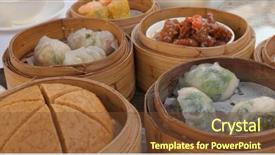  Presentation with dim sum - Slide set featuring hong kong restaurants - eating chinese dim sum background and a tawny brown colored foreground