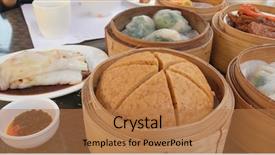  Presentation with dim sum - Presentation theme consisting of hong kong restaurants - eating chinese dim sum background and a coral colored foreground