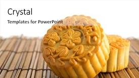  Presentation with trademark - Amazing slide deck having hong kong restaurants - traditional brown mooncakes chinese mid backdrop and a white colored foreground