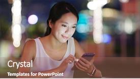  Presentation with festival coffee - Colorful slides enhanced with hong kong restaurants - woman use of cellphone backdrop and a coral colored foreground