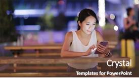  Presentation with coffee shop - Theme enhanced with hong kong restaurants - woman use of smart phone background and a tawny brown colored foreground