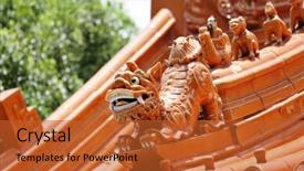  Presentation with chinese temple - PPT theme enhanced with hong kong scenery - chinese temple roof background and a red colored foreground