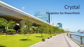  Presentation with ocean - Theme enhanced with hong kong seaside park background and a light blue colored foreground