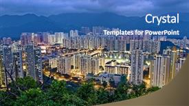  Presentation with hong kong - Colorful presentation theme enhanced with hong kong sha tin area backdrop and a teal colored foreground