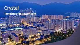  Presentation with hong kong - Presentation design having hong-kong-sha-tin background and a teal colored foreground