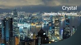  Presentation with hong kong - Colorful slides enhanced with hong kong skyline at night backdrop and a gray colored foreground