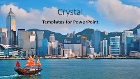  Presentation with hong kong china - Colorful presentation enhanced with hong-kong-skyline-cityscape-downtown backdrop and a light blue colored foreground