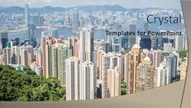  Presentation with hong kong - PPT theme having hong-kong-skyline-from-victoria background and a light blue colored foreground