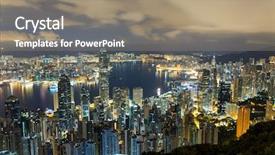  Presentation with macau - PPT theme consisting of hong kong skyline background and a coral colored foreground