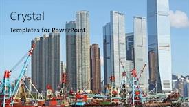  Presentation with skyline - Slide deck having turning point board sign illustration design over a white background background and a gray colored foreground