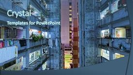  Presentation with slum area - Amazing slides having hong kong slum downtown area backdrop and a ocean colored foreground