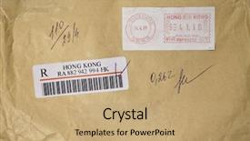  Presentation with stamps - PPT theme featuring hong kong stamps on envelope background and a coral colored foreground