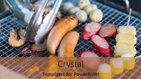  Presentation with food bbq - PPT theme with hong-kong-style-bbq background and a red colored foreground