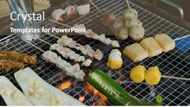 Presentation with food bbq - Presentation enhanced with hong-kong-style-bbq background and a tawny brown colored foreground