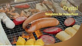  Presentation with food bbq - Slide set with hong-kong-style-bbq background and a  colored foreground