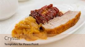  Presentation with jellyfish - Slides consisting of hong-kong-style-cuisine-crispy background and a gold colored foreground