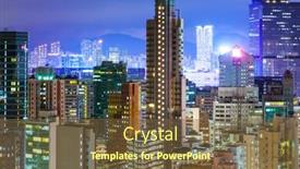  Presentation with buildings - Beautiful PPT theme featuring hong kong with crowded buildings at night backdrop and a tawny brown colored foreground