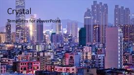  Presentation with hong kong - Audience pleasing theme consisting of hong kong with crowded buildings backdrop and a  colored foreground