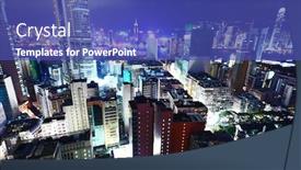  Presentation with rise - Beautiful slides featuring hong kong with many high rise building at night backdrop and a ocean colored foreground