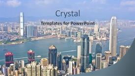  Presentation with hongkong - Audience pleasing presentation design consisting of hongkong at day backdrop and a light blue colored foreground